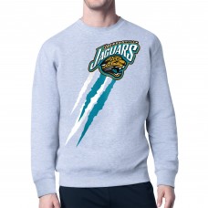 Jacksonville Jaguars Starter Heather Gray Retro Team Logo Color Scratch Pullover Sweatshirt