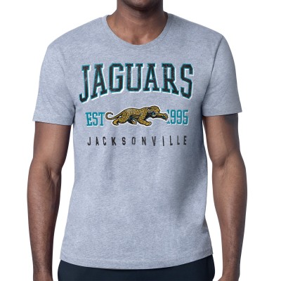 Jacksonville Jaguars Starter Heather Gray Retro Team Logo T-Shirt