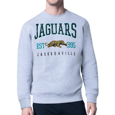Jacksonville Jaguars Starter Heather Gray Retro Team Logo Pullover Sweatshirt