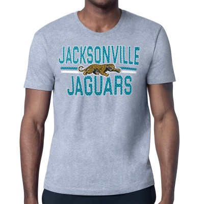 Jacksonville Jaguars Starter Heather Gray Mesh Look Retro Team Logo T-Shirt