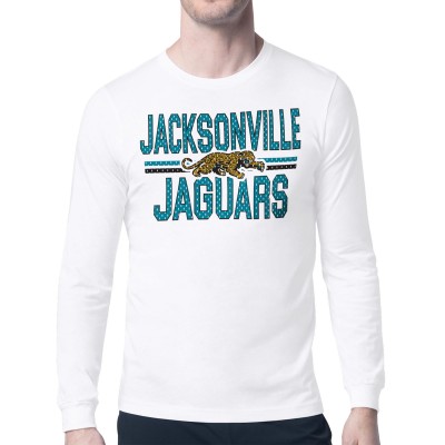 Jacksonville Jaguars Starter White Mesh Look Retro Team Logo Long Sleeve T-Shirt