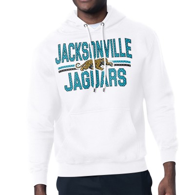 Jacksonville Jaguars Starter White Mesh Look Retro Team Logo Pullover Hoodie