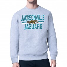 Jacksonville Jaguars Starter Heather Gray Mesh Look Retro Team Logo Pullover Sweatshirt