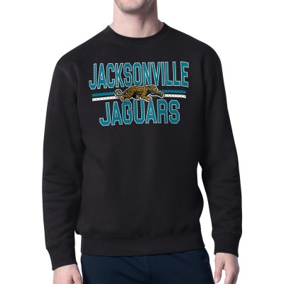 Jacksonville Jaguars Starter Black Mesh Look Retro Team Logo Pullover Sweatshirt