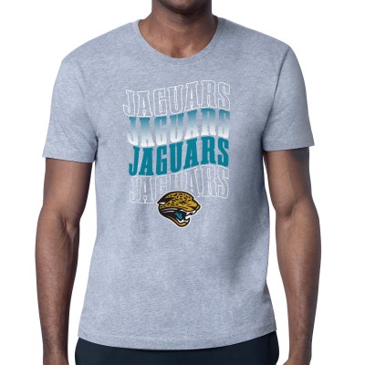 Jacksonville Jaguars Starter Heather Gray Repeat Wordmark Retro Team Logo T-Shirt