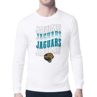 Jacksonville Jaguars Starter White Repeat Wordmark Retro Team Logo Long Sleeve T-Shirt