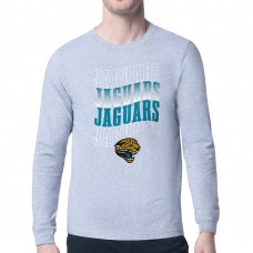 Jacksonville Jaguars Starter Heather Gray Repeat Wordmark Retro Team Logo Long Sleeve T-Shirt