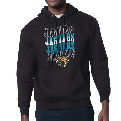 Jacksonville Jaguars Starter Black Repeat Wordmark Retro Team Logo Pullover Hoodie