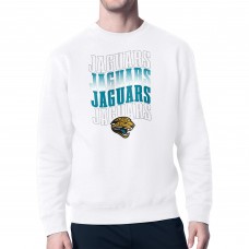 Jacksonville Jaguars Starter White Repeat Wordmark Retro Team Logo Pullover Sweatshirt