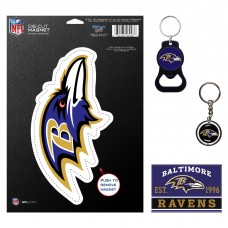 Baltimore Ravens WinCraft 4-Pack Key Rings and Magnets Set