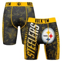 Pittsburgh Steelers Rock Em Socks Black Wordmark Boxer Briefs