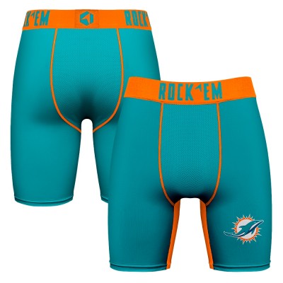 Miami Dolphins Rock Em Socks Aqua Primary Logo Boxer Briefs