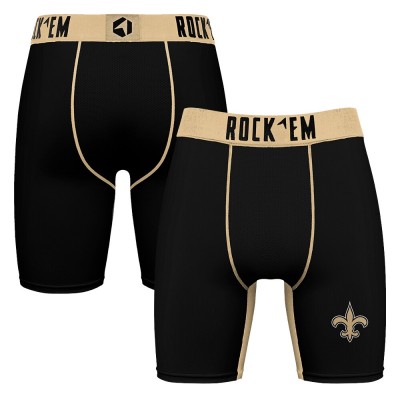 New Orleans Saints Rock Em Socks Black Primary Logo Boxer Briefs
