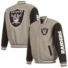 Las Vegas Raiders JH Design Gray Twill Full-Zip Jacket