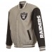 Las Vegas Raiders JH Design Gray Twill Full-Zip Jacket