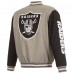 Las Vegas Raiders JH Design Gray Twill Full-Zip Jacket