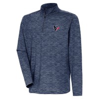 Houston Texans Antigua Heather Navy Determined Quarter-Zip Top
