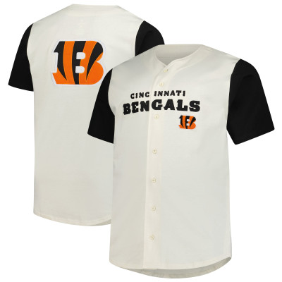 Cincinnati Bengals Fanatics Cream Vintage Full-Button Short Sleeve Top