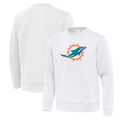 Miami Dolphins Antigua White Relevant Lightweight Pullover Sweatshirt