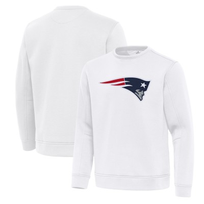 New England Patriots Antigua White Relevant Lightweight Pullover Sweatshirt