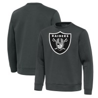 Las Vegas Raiders Antigua Pewter Relevant Lightweight Pullover Sweatshirt