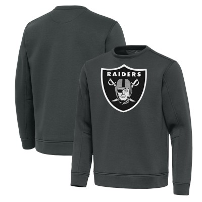 Las Vegas Raiders Antigua Pewter Relevant Lightweight Pullover Sweatshirt
