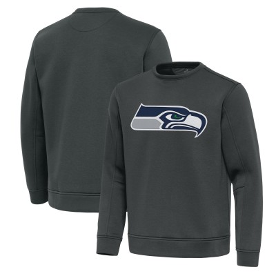 Seattle Seahawks Antigua Pewter Relevant Lightweight Pullover Sweatshirt