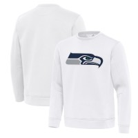 Seattle Seahawks Antigua White Relevant Lightweight Pullover Sweatshirt