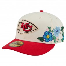 Бейсболка Kansas City Chiefs New Era Cream/Red Tonal Floral 59FIFTY