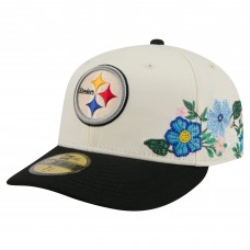 Бейсболка Pittsburgh Steelers New Era Cream/Black Tonal Floral 59FIFTY