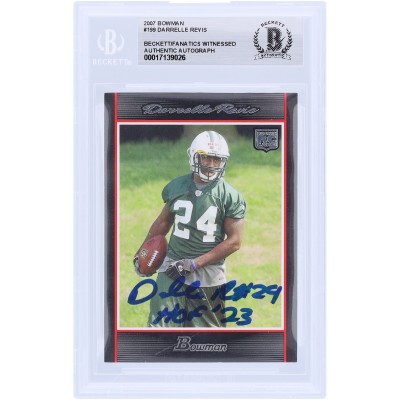 Darrelle Revis New York Jets Autographed 2007 Bowman #199 Beckett Fanatics Witnessed Authenticated Rookie Card with HOF 23 Inscription