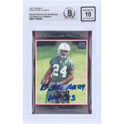 Darrelle Revis New York Jets Autographed 2007 Bowman #199 Beckett Fanatics Witnessed Authenticated 10 Rookie Card with HOF 23 Inscription