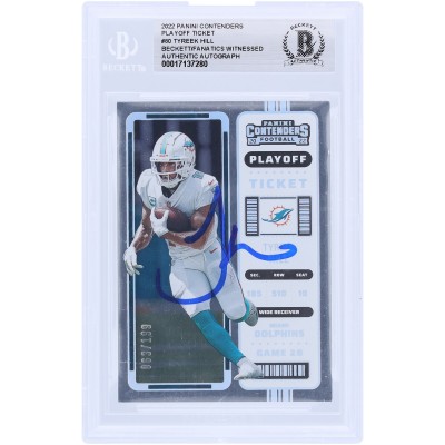 Tyreek Hill Miami Dolphins Autographed 2022 Panini Contenders Playoff Ticket #80 #/199 Beckett Fanatics Witnessed Authenticated Card