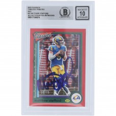 Matthew Stafford Los Angeles Rams Autographed 2022 Panini Classics Timeless Tributes Red #53 #/75 Beckett Fanatics Witnessed Authenticated 10 Card Matthew Stafford Los Angeles Rams Autographed 2022 Panini Classics Timeless Tributes Red #53 #/75 Beckett Fanatics Witnessed Authenticated 10 Card
