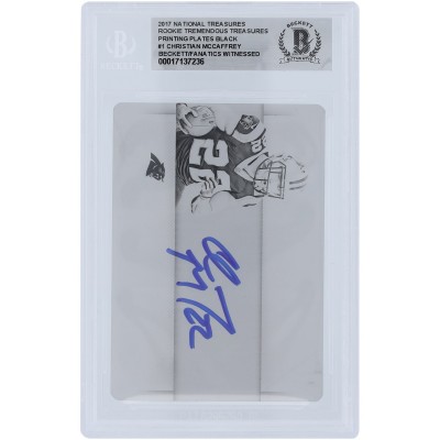 Christian McCaffrey Carolina Panthers Autographed 2017 Panini National Treasures Rookie Tremendous Treasures Black Printing Plate #1 #1/1 Beckett Fanatics Witnessed Authenticated Rookie Card
