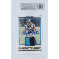 Christian McCaffrey Carolina Panthers Autographed 2020 Panini Playoff Gold Sundays Best Jersey Dual-Color Relic #SB-CM #/50 Beckett Fanatics Witnessed Authenticated Card