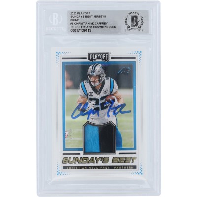 Christian McCaffrey Carolina Panthers Autographed 2020 Panini Playoff Gold Sundays Best Jersey Dual-Color Relic #SB-CM #/50 Beckett Fanatics Witnessed Authenticated Card