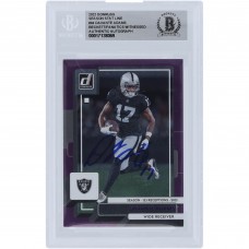 Davante Adams Las Vegas Raiders Autographed 2022 Panini Donruss Purple Season Stat Line #94 #/123 Beckett Fanatics Witnessed Authenticated Card