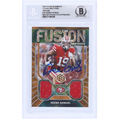 Deebo Samuel Sr San Francisco 49ers Autographed 2022 Panini Elements Fusion Swatches Orange Relic #FS-19 #/199 Beckett Fanatics Witnessed Authenticated Card
