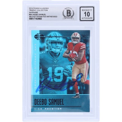Deebo Samuel Sr San Francisco 49ers Autographed 2019 Panini Illusions Trophy Collection Sapphire #99 Beckett Fanatics Witnessed Authenticated 10 Rookie Card
