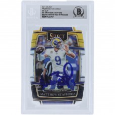 Matthew Stafford Los Angeles Rams Autographed 2021 Panini Select Black & Gold Prizm Die Cut #20 Beckett Fanatics Witnessed Authenticated Card Matthew Stafford Los Angeles Rams Autographed 2021 Panini Select Black & Gold Prizm Die Cut #20 Beckett Fanatics Witnessed Authenticated Card