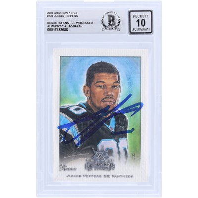 Julius Peppers Carolina Panthers Autographed 2002 Donruss Gridiron Kings #138 Beckett Fanatics Witnessed Authenticated 10 Rookie Card