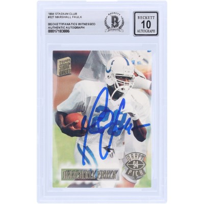 Marshall Faulk Indianapolis Colts Autographed 1994 Topps Stadium Club #327 Beckett Fanatics Witnessed Authenticated 10 Rookie Card