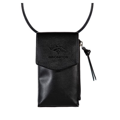 Denver Broncos Black Hybrid Leather Crossbody Cell Phone Wallet