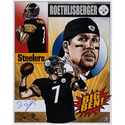 Ben Roethlisberger Pittsburgh Steelers Autographed Fanatics Authentic 16 x 20 Photo Print - Art by Brian Kong - Limited Edition of 50