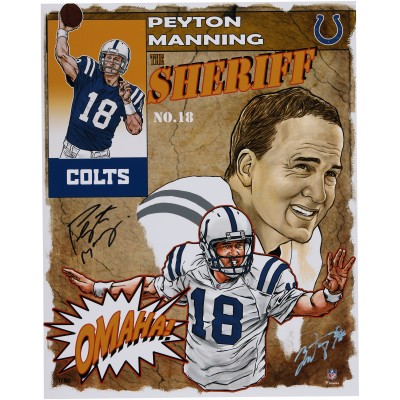 Peyton Manning Indianapolis Colts Autographed Fanatics Authentic 16 x 20 Photo Print - Art by Brian Kong - Limited Edition of 50
