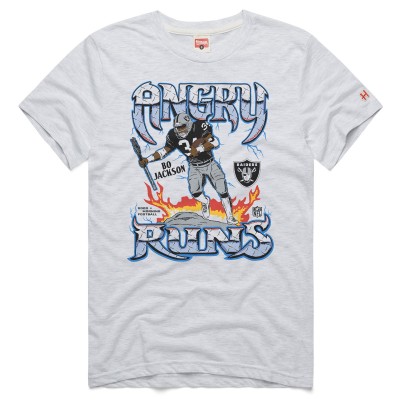 Las Vegas Raiders Bo Jackson Homage Ash Retro Angry Runs Tri-Blend T-Shirt