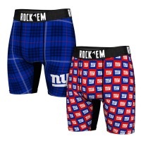 New York Giants Rock Em Socks Two-Pack Plaid and Checkerboard Boxer Briefs