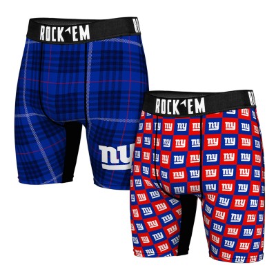 New York Giants Rock Em Socks Two-Pack Plaid and Checkerboard Boxer Briefs