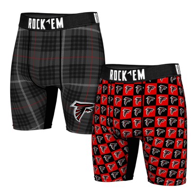 Atlanta Falcons Rock Em Socks Two-Pack Plaid and Checkerboard Boxer Briefs